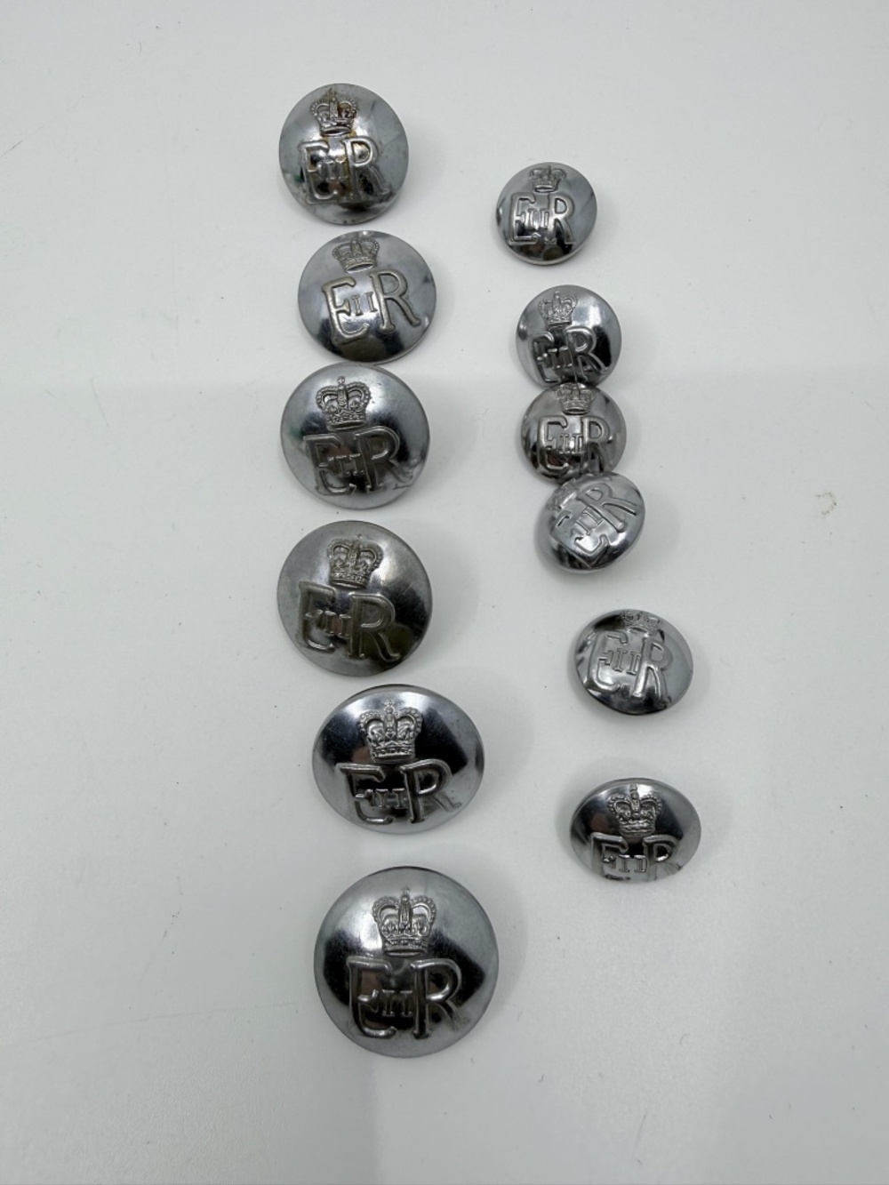12 Vintage British Firmin & Sons/Gaunt Bright Silver Finish Blazer Buttons